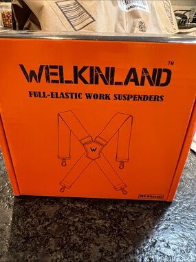 Welkinland Men's Full-Elastic Suspenders in Orange